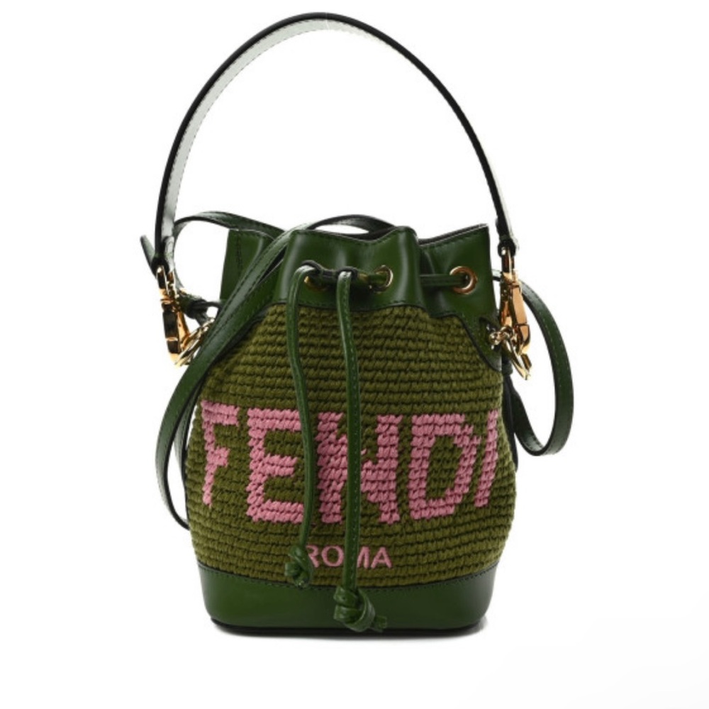 Authentic Fendi Green & Pink Mini Mon Tresor Bucket Bag!